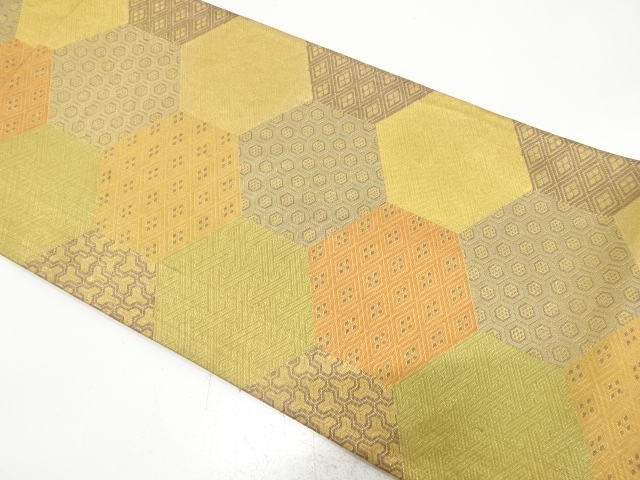 JAPANESE KIMONO / ANTIQUE FUKURO OBI / SILK / SAGANISHIKI / WOVEN KIKKO & CLASSICAL PATTERN